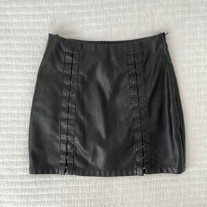 Amanda Steele Corset Detail High Rise Faux Leather Mini Skirt in Black Size XS